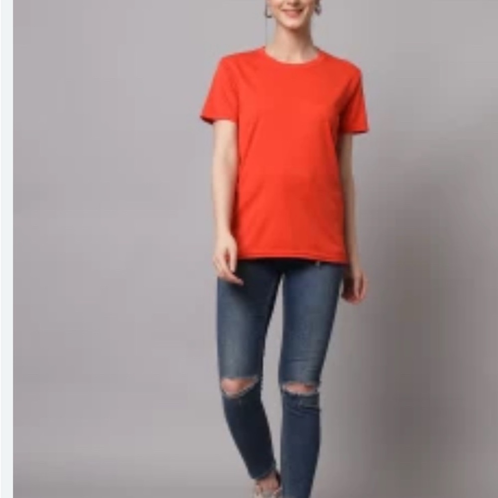 Norton Studio Women Casual Red Cotton T-shirt Size L. New.